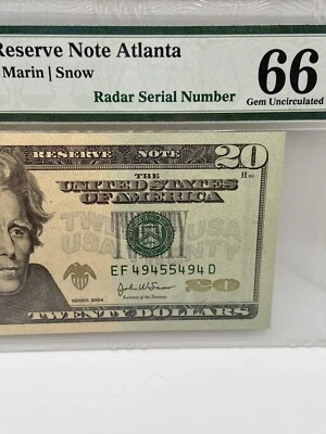 $20 RADAR NOTE. PMG 66. 2004 - Image 1 of 4