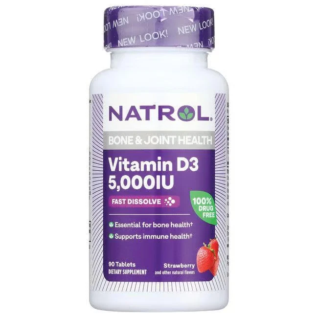 Natrol Vitamina D3 Disolución Rápida - Fresa 5.000 UI (125 mcg) 90 Tabs Foto 1 de 1