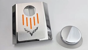 Master Cylinder Cover [Orange Carbon Fiber Flag Logo] fit 14-19 Corvette Manual - Picture 1 of 1