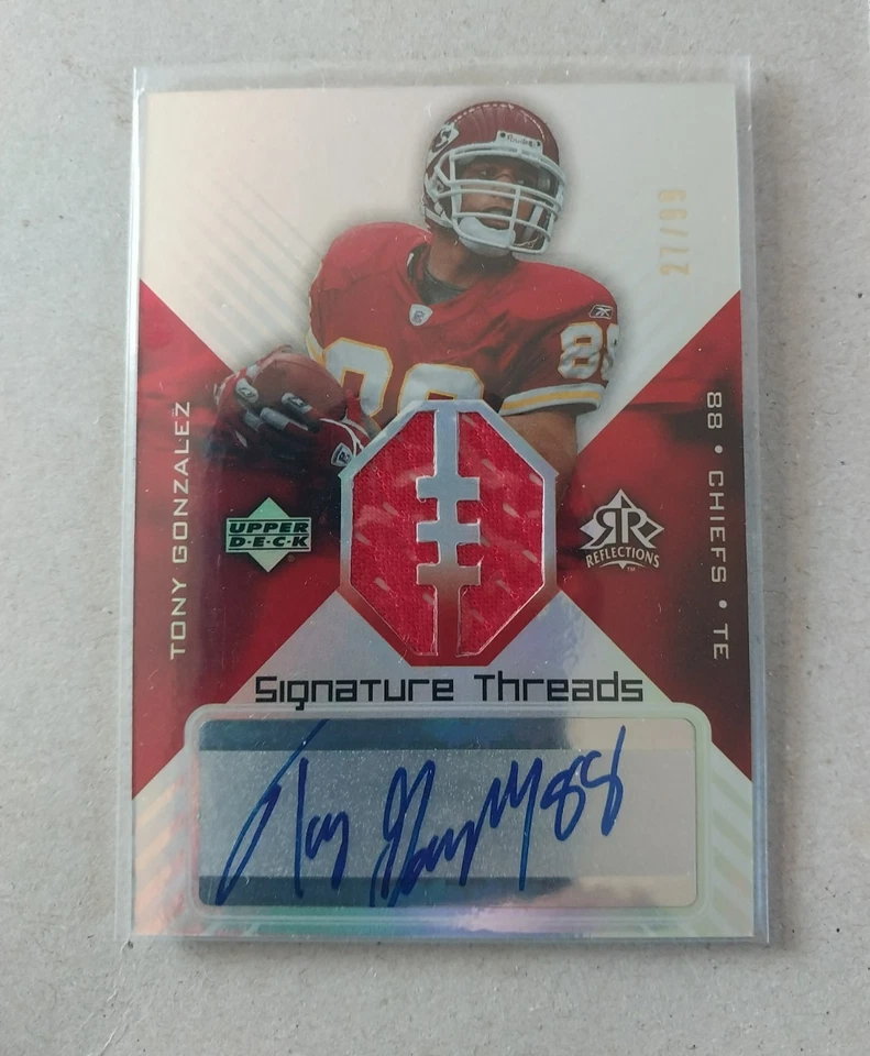2004 Reflections Signature Threads Tony Gonzalez Autograph 27/99! RaRe! - Image 1 of 1