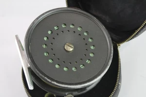 Hardy Bros The "Perfect" 3 5/8 Fishing Reel in Leather Case In Great Shape - Picture 1 of 4