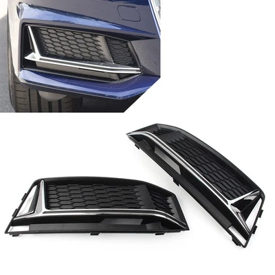 Front Bumper Honeycomb Fog Light Grille Cover Fit Audi A4 B9 S4 16-18 17 - Image 1 of 4