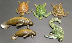 Charlotte Int. Trade LOT 6 Wall Plaques Decor MCM Retro Style Turtles Manatees - Picture 1 of 24