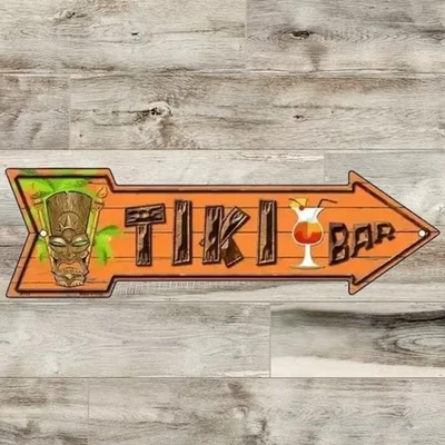 Letrero de flecha de metal novedoso Tiki Bar 17" x 5" hecho en EE. UU. envuelto en encogimiento Foto 1 de 2