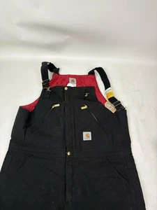 Carhartt Men's Quilt Lined Zip To Waist Black Biberalls Men's 38 x 30 R38 NWT - Picture 1 of 11