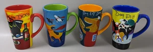 Naylor Dog Mug SET of 4 Hand Painted 16 oz. Cute Dogs Art, Tall Mugs Ceramic - Picture 1 of 21