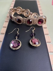 Pulsera y pendientes a juego tono dorado con piedras sintéticas - Imagen 1 de 3