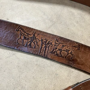 Levis Belt Mens Size 38 Brown Leather Made In Italy Full Grain Leather Logo - Picture 1 of 12