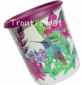 Bote Tupperware exclusivo diseño colibrí 12 tazas sello C púrpura nuevo - Imagen 1 de 2