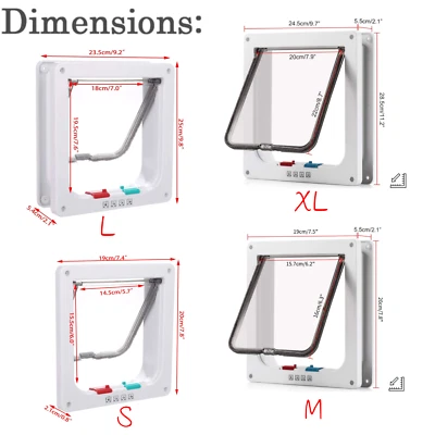 SAILNOVO Haustierklappe, 4 Wege Katzenklappe, Hundeklappe kleine Hunde Katzentür S/M/L/XL