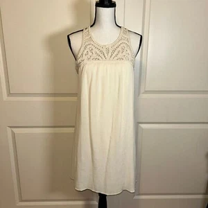 Vestido recto CUPIO marfil/crema ganchillo yugo doble capa talla M - Imagen 1 de 6