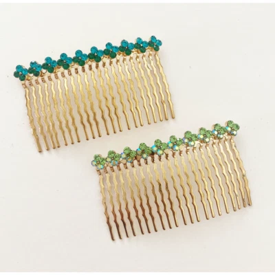 (2) Peines laterales de pelo francés de cristal de Swarovski floral grande accesorio Foto 1 de 2