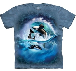 Camisa de algodón azul The Mountain Orca Wave Killer Whale Dolphin Ocean Fish S-3X - Imagen 1 de 6
