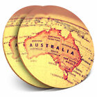 2 x Coasters - Vintage Australia Map Globe Home Gift #2609