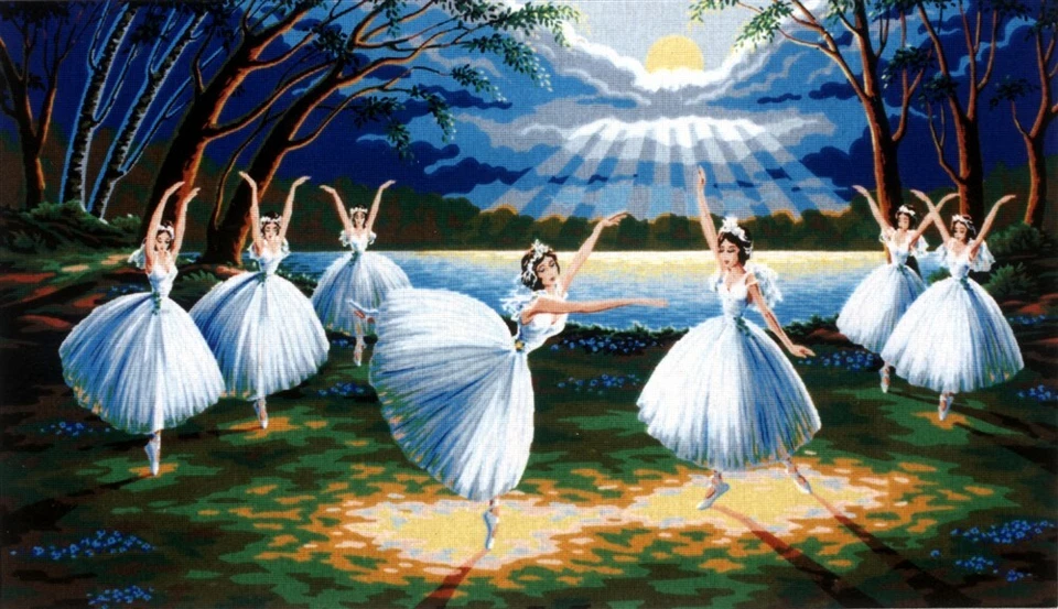 Ballerinas Swan Lake Tapestry Needlepoint Canvas  - Image 1 of 1