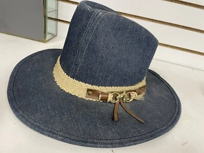 Sombrero de vaquero vintage de mezclilla cabeza de caballo decoración de rancho occidental NLHB Foto 1 de 4