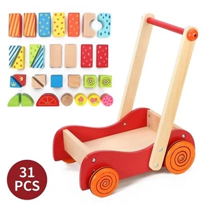 Wooden Baby Walker with Blocks – Toddler Push Toy & Activity Walker 12M+ - Picture 1 of 6