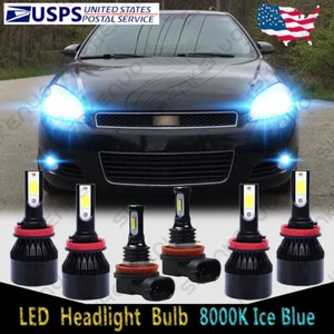 For Chevrolet Impala 2006-2013 Combo LED Headlight Fog Light Bulbs Kit 8000K C9L - Picture 1 of 12