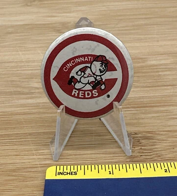 Cincinnati Reds MLB original vintage 70s Mr. Red logo button pin 1 1/2" Baseball - Image 1 of 2