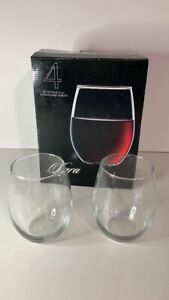 Set of 4 Home Essentials LARA SERIES  21 Ounce Stemless Wine Glasses Goblets NEW