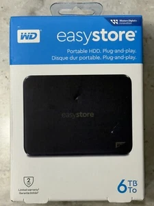 6TB Western Digital WD EasyStore EXTERNAL portable HDD Hard Drive WDBUWJ0060BBK - Picture 1 of 4