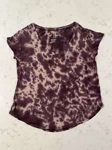 American Eagle Women's Tie Die Soft & Sexy V-Neck Cap T-Shirt, Purple Size Small - Picture 1 of 6