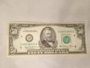 ---1981 $50 US bill trinary fancy serial number 08558855 old paper money - Picture 1 of 4