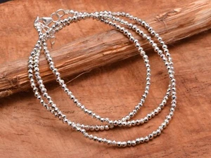 Silver Pyrite Beads Necklace, Pyrite Micro Faceted Beads Necklace-925 Silver - Picture 1 of 4