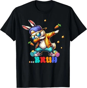 Bruh Dab Bunny Easter Funny Kids Toddler Boys Mens Easter T-Shirt - Picture 1 of 5