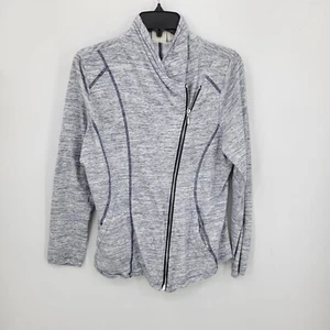 Chicos Zenergy Jacket Womens Medium 1 Blue White Space Dye Moto Zip Activewear - Picture 1 of 9