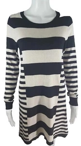 Kensie Womens S Black Cream Stripes Sweater Dress Colorblock Lightweight New - Picture 1 of 8