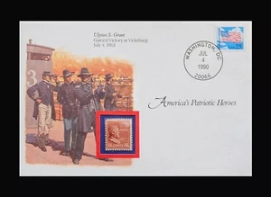 1990 AMERICAS PATRIOTIC HEROES ULYSSES S.  GRANT FDC 18 CENT STAMP - Picture 1 of 3