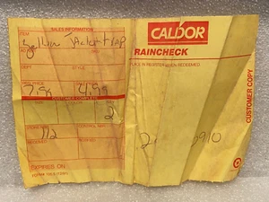 1 Caldor Raincheck Ticket 1991 Yellow Jacket Trap *gebraucht/gefaltet* BT2 - Bild 1 von 6