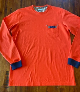 Columbia PFG Shirt Men's Size Medium Orange Long Sleeve Camo Neck - Picture 1 of 9