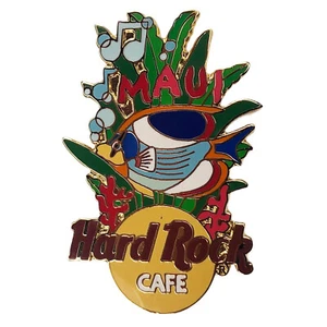 Hard Rock Cafe Maui Hawaii Spilla Pesce Piante Corallo Note Musicali Tono Oro 4LC HRC - Foto 1 di 12
