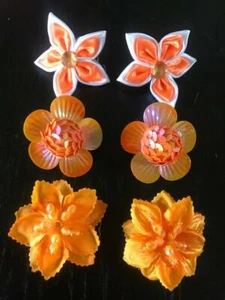 6er Pack (3 Paar) orange Hundehaarschleifen mit französischem Clip - Herbst/Thanksgiving - Bild 1 von 5