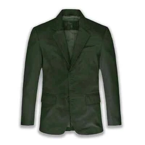 Men's TWO BUTTON Coat 100% Genuine Lambskin Pockets Leather Blazer Green Western - Picture 1 of 6