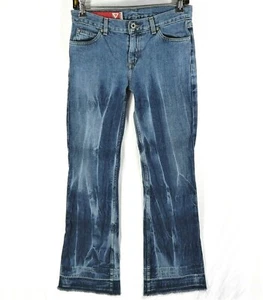 Guess Jeans Women's 27 (28x32) Flare Acid Wash Unfinished Hem Blue Vintage Retro - Picture 1 of 7