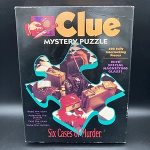 Clue Mystery Puzzle "Six Cases Of Murder" 500 Pieces With Magnifying Glass 1992 - Picture 1 of 10