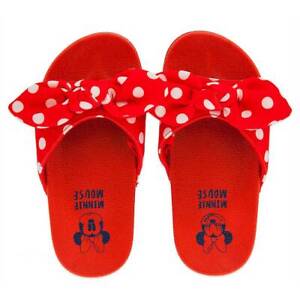 NWT Disney Store Minnie Mouse Red Slides Sandals Shoes Girls Polka Dots