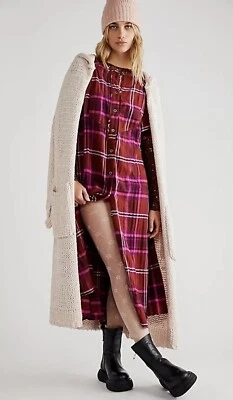 Free People Outlaw Plaid Maxi Dress in Berry Combo Size Small - Image 1 of 2