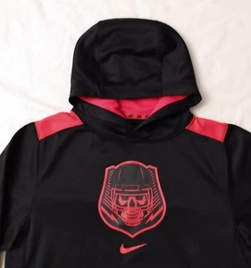 Boys Nike Dri Fit Hoodie Football Skeleton Black Red Size Medium - Picture 1 of 2