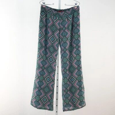 Red Saks Fifth Avenue Green & Pink Wide Leg Pants sz L - Image 1 of 4