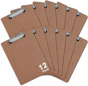 Pack of 12 Letter Size Clipboards with Low Profile Clip Office Hardboard - Picture 1 of 3