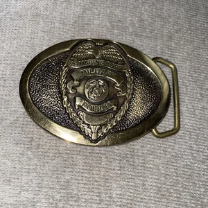 Vintage United States Marines Military Police Brass Vintage Belt Buckle - Picture 1 of 4