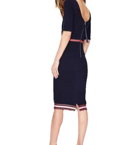 Boden Kaia osmanisches blaues Kleid rosa grüner Besatz Damengröße 10 lang L " - Bild 1 von 21