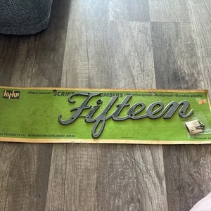 Hy-Ko Script Style House Numbers Fifteen Address Spell Out 8.5" Number 15 Gray - Picture 1 of 7