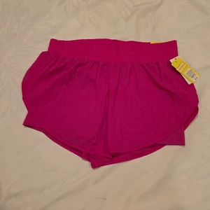 All in Motion Women's Size L High Rise Woven 2 in 1 Run Shorts 3" Coral Pink - Picture 1 of 7