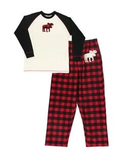 Lazy One Pajama Set Mens Size XL Moose Plaid Long Sleeve PJ Set Red Black NWT - Picture 1 of 5