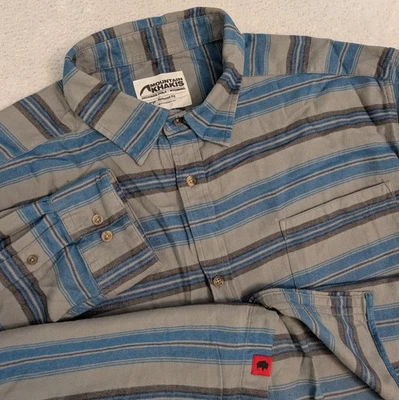 Mountain Khakis Flannel Shirt Mens XL Gray Blue Striped Long Sleeve Button Up - Image 1 of 4